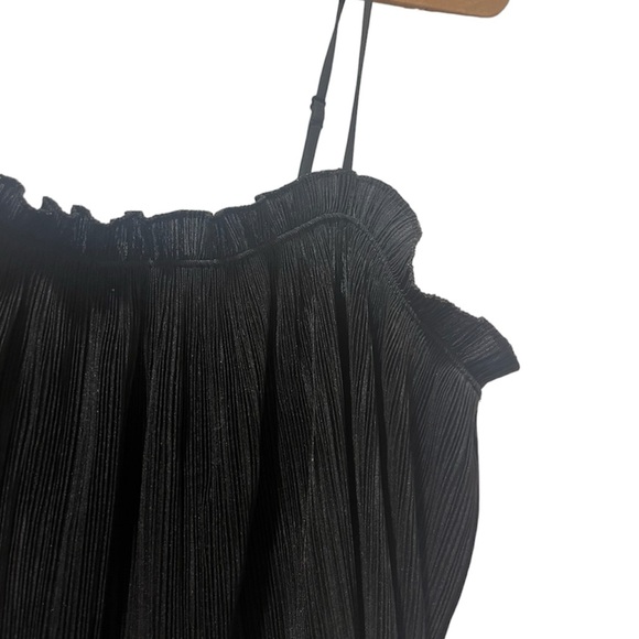 MADEWELL WOMEN'S BLACK SLEEVELES NICOLE PLEATED RUFFLE TOP TANK - Picture 2 of 5